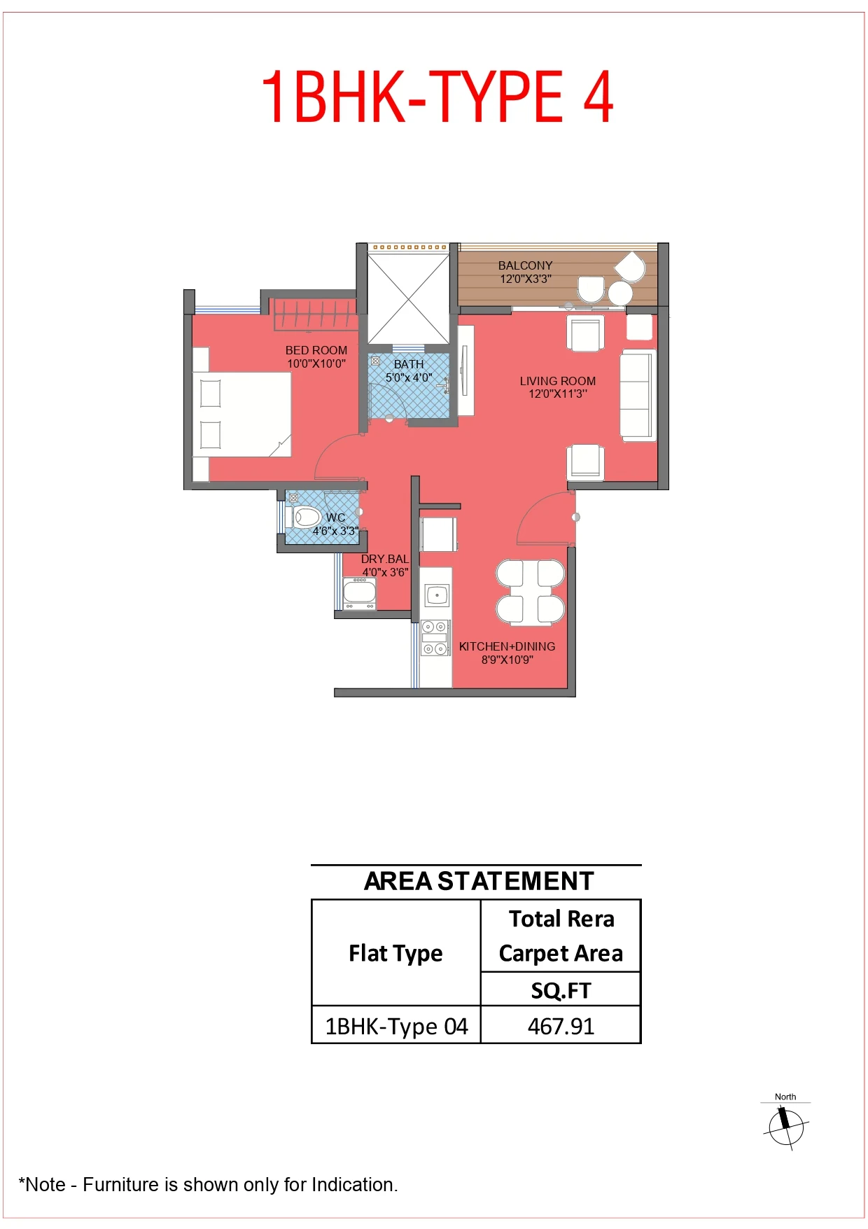 1 BHK Type 4 — 48 Central Park