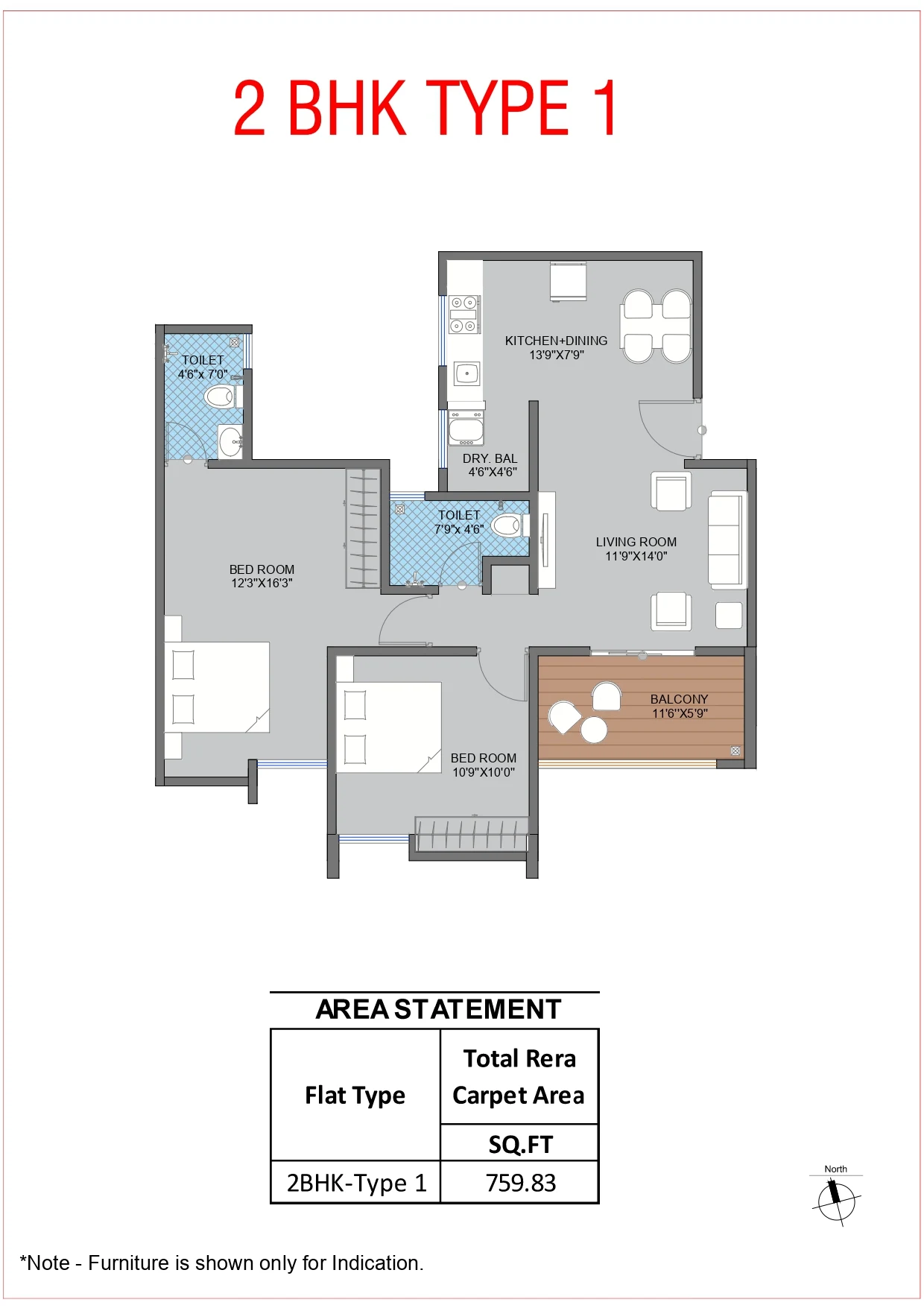 2 BHK Type 1 — 48 Central Park