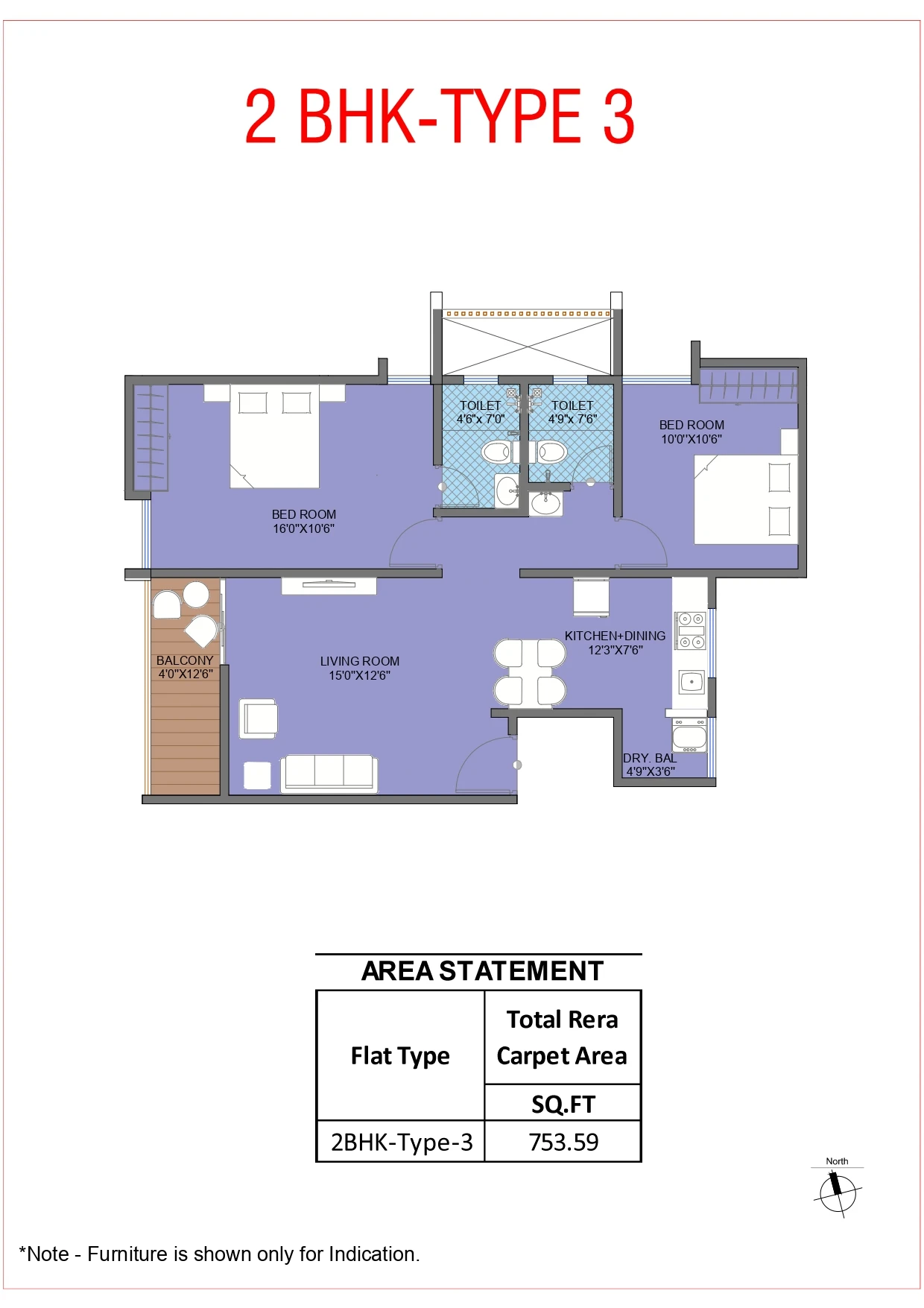 2 BHK Type 3 — 48 Central Park